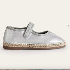 Canvas Trim Espadrilles Metallic Silver size 34 (US size 2)